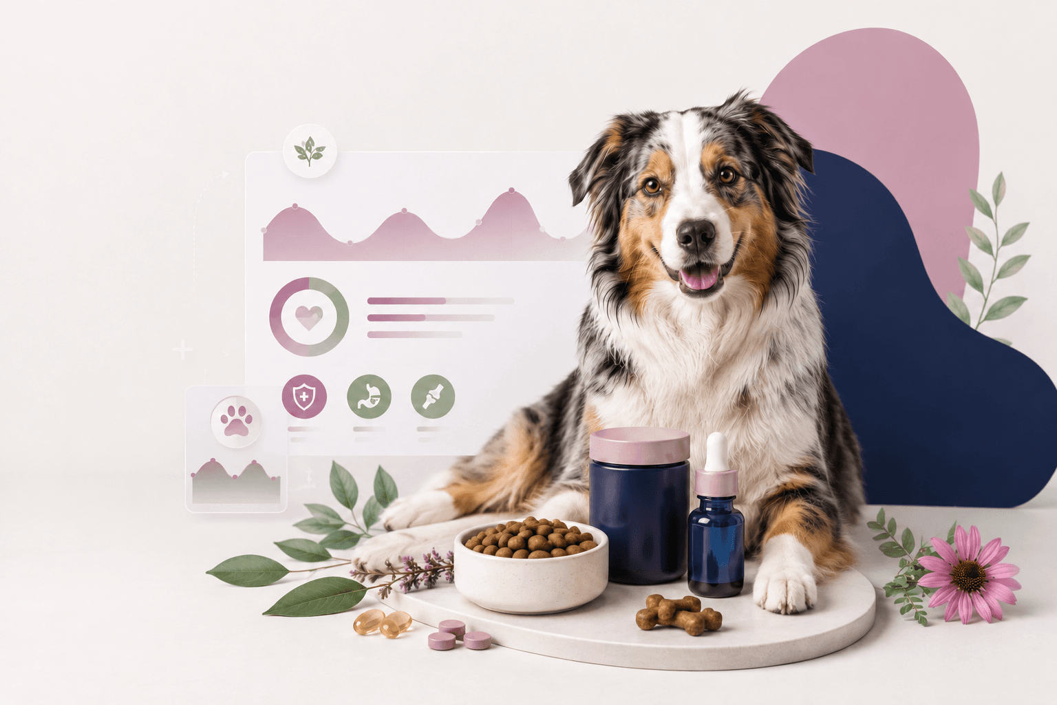Dog and cat with pet health dashboard
